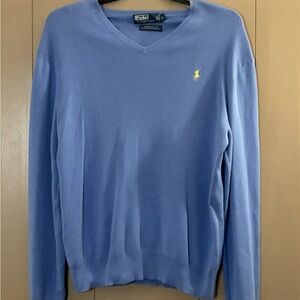 POLO RALPH LAUREN VINTAGE V-NECK SWEATER BLUE SIZE LARGE